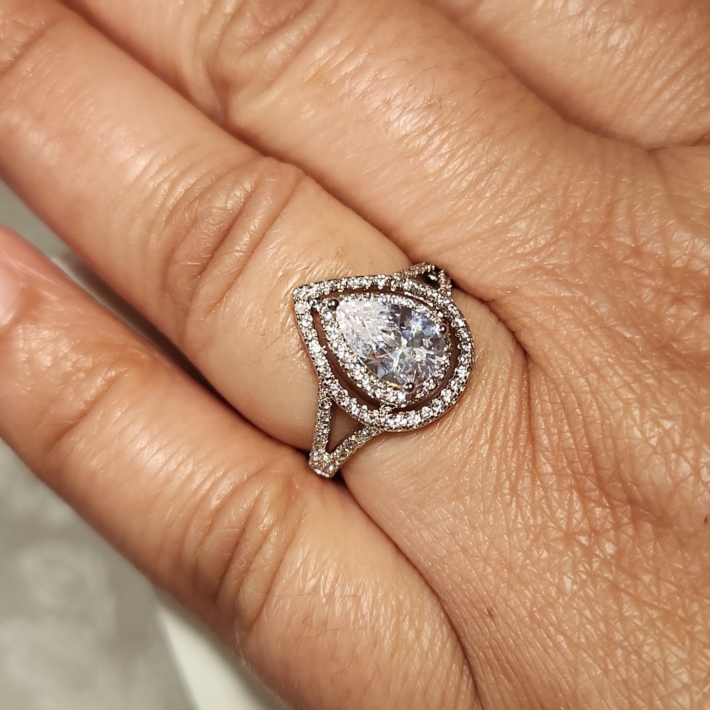 Savvy Cie Jewels Rhodium-Plated Teardrop Ring, Size 7 - Picture 4 of 14